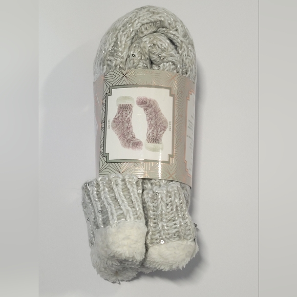 MINX NY Aromasoles▪︎Infused, Sherpa Socks w/rubber soles▪︎Sequin Speckled *New* - Picture 4 of 12